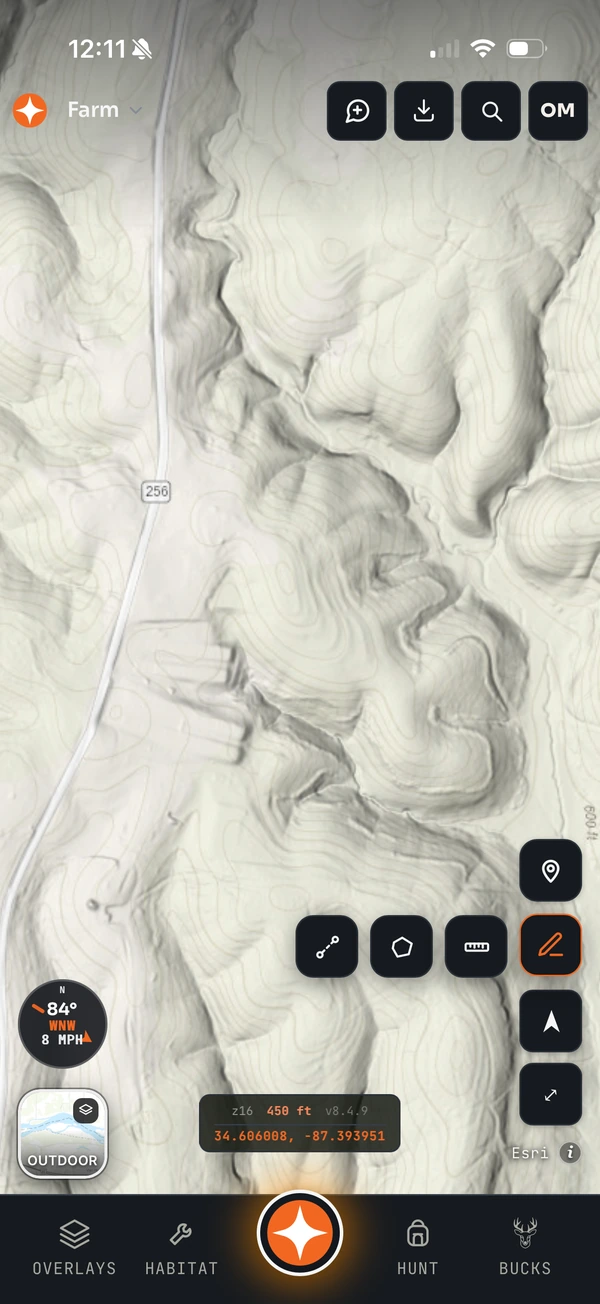 Drawing tools for routes, shapes and measuring distance or acreage on the map